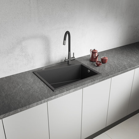 Grenada - Granitspüle 1 Becken, Schwarz - Foto 1