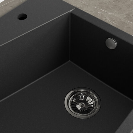 Grenada - Granitspüle 1 Becken, Schwarz - Foto 4