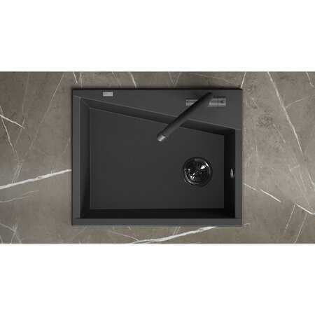 Grenada - Granitspüle 1 Becken, Schwarz - Foto 3