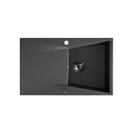 Grenada - Granitspüle 1 Becken mit Abtropffläche, Schwarz - Foto 1