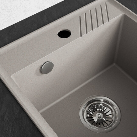 Hub - бежевая кухонная мойка, 1 раковина, бежевый - фото 4