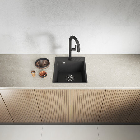 Hub - zlewozmywak czarny 1-komorowy, Czarne - zdjęcie 1