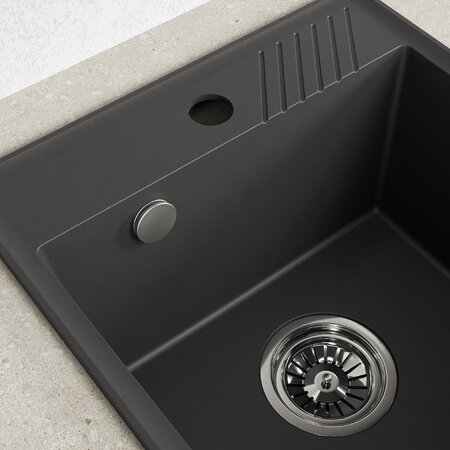 Hub - zlewozmywak czarny 1-komorowy, Czarne - zdjęcie 4