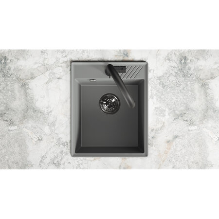 Hub - гранитная кухонная мойка Volcano Grey 1 раковина,  - фото 3