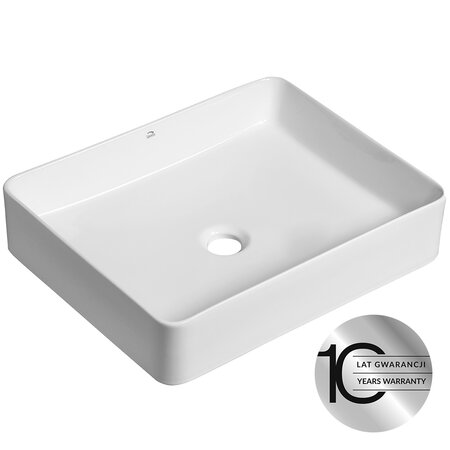 Kvadrato - umywalka nablatowa ceramiczna, Białe - zdjęcie 1