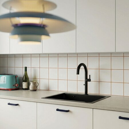 Malawi - black 1 bowl sink with siphon and filtering kitchen mixer, Black - photo 1