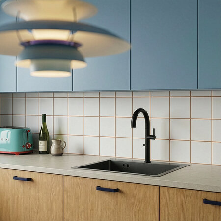 Malawi - inox Spülbecken mit einer Kammer, Siphon und Küchenarmatur mit Filtersystem, Inox - Foto 1