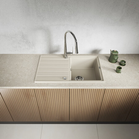 Margarita - chiuvetă cu 1 cuvă cu uscător, Bej - fotografie 2