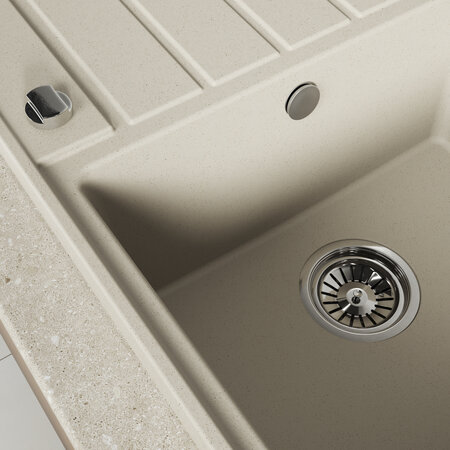 Margarita - chiuvetă cu 1 cuvă cu uscător, Bej - fotografie 4