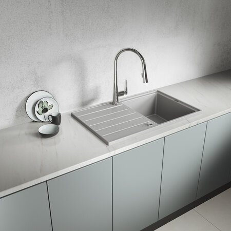 Margarita - Granitspüle 1 Becken mit Abtropffläche, Grau - Foto 1
