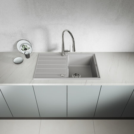 Margarita - Granitspüle 1 Becken mit Abtropffläche, Grau - Foto 2