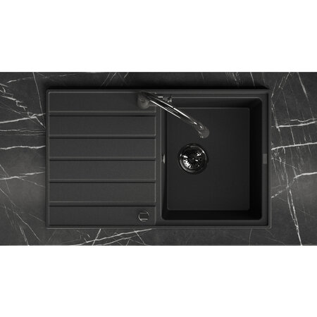 Margarita - chiuvetă cu 1 cuvă cu uscător, Negru - fotografie 3