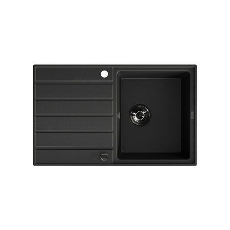 Margarita - chiuvetă cu 1 cuvă cu uscător, Negru - fotografie 1