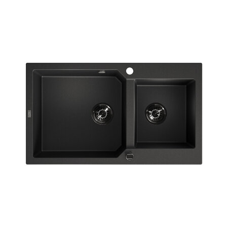 Milos - Гранитная кухонная мойка 2 раковины, чёрный - фото 1