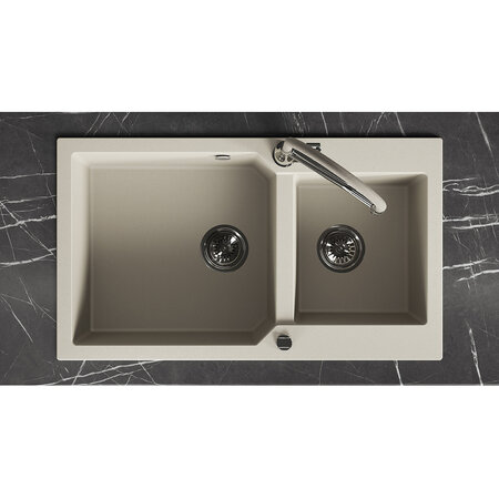 Milos - poligran granite sink - 2 bowls, Beige - photo 3