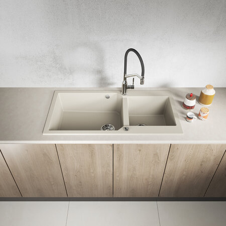 Milos - Гранитная кухонная мойка 2 раковины, бежевый - фото 2