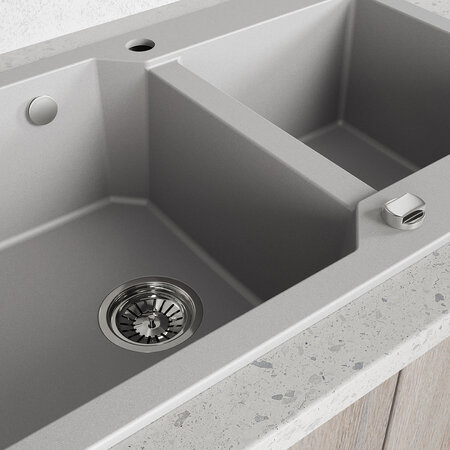 Milos - poligran granite sink - 2 bowls, Grey - photo 4