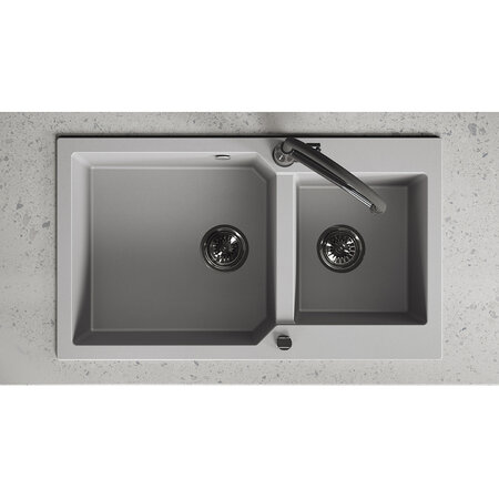 Milos - poligran granite sink - 2 bowls, Grey - photo 3