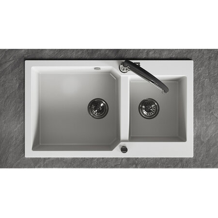 Milos - chiuvetă cu 2 cuve fără uscător, Alb - fotografie 3