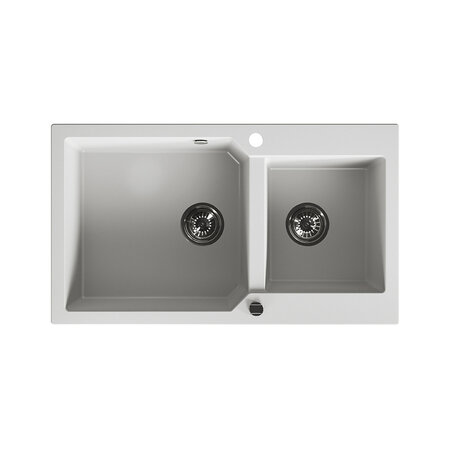 Milos - chiuvetă cu 2 cuve fără uscător, Alb - fotografie 1