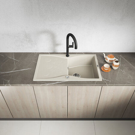 Molokin - zlewozmywak 1-komorowy z ociekaczem, Beż - zdjęcie 2