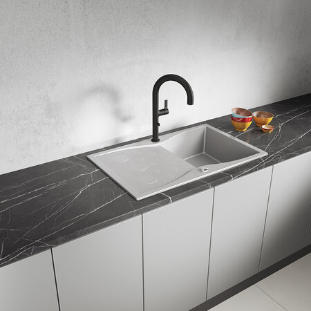 Molokin - chiuvetă cu 1 cuvă cu uscător, Gri - fotografie 1