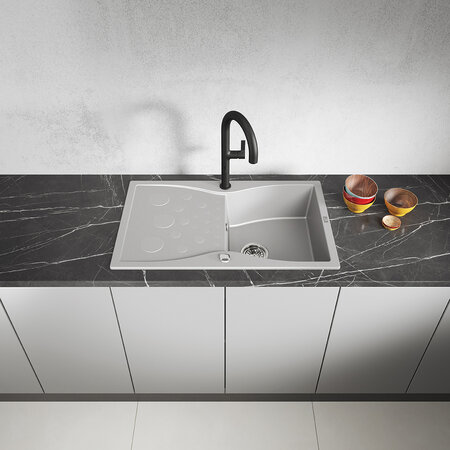 Molokin - chiuvetă cu 1 cuvă cu uscător, Gri - fotografie 2