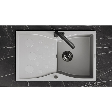 Molokin - chiuvetă cu 1 cuvă cu uscător, Gri - fotografie 3