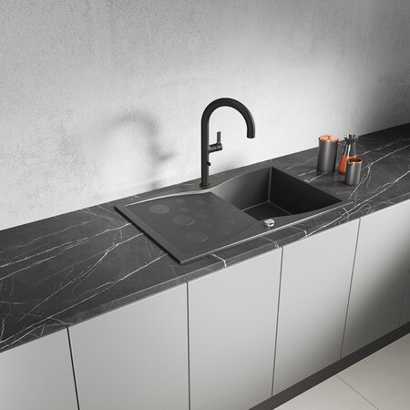 Molokin - zlewozmywak 1-komorowy z ociekaczem, Czarne - zdjęcie 1