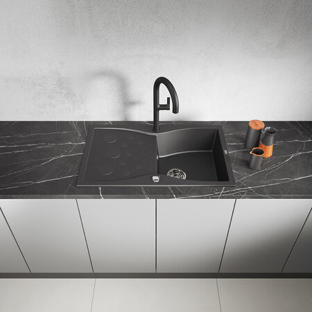 Molokin - zlewozmywak 1-komorowy z ociekaczem, Czarne - zdjęcie 2