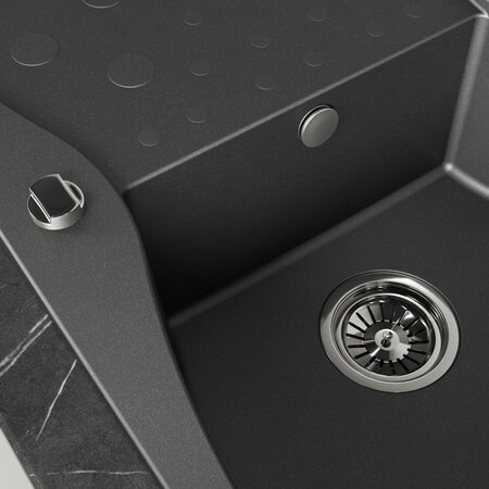 Molokin - zlewozmywak 1-komorowy z ociekaczem, Czarne - zdjęcie 4