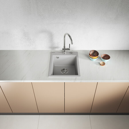 Monchichi - zlewozmywak 1-komorowy, Szare - zdjęcie 2