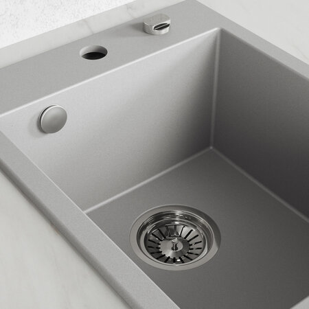 Monchichi - zlewozmywak 1-komorowy, Szare - zdjęcie 4