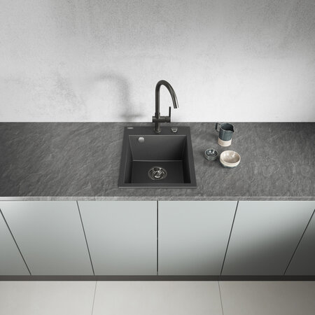 Monchichi - zlewozmywak 1-komorowy, Czarne - zdjęcie 2