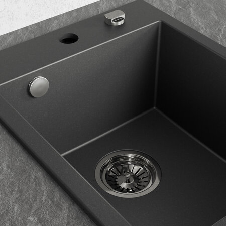 Monchichi - zlewozmywak 1-komorowy, Czarne - zdjęcie 4