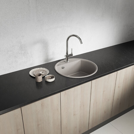 Muna - Granitspüle 1 Becken, Beige - Foto 1