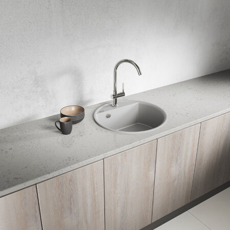 Muna - chiuvetă cu 1 cuvă fără uscător, Gri - fotografie 1