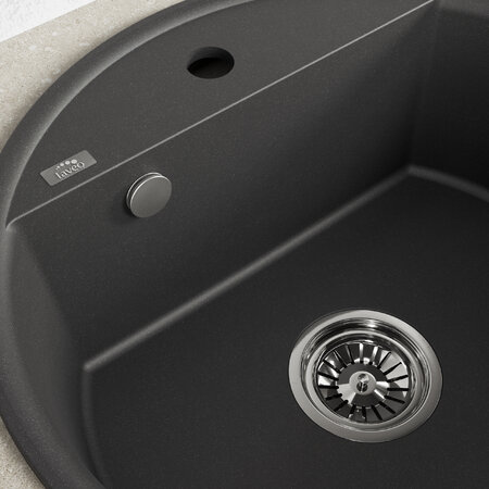 Muna - Granitspüle 1 Becken, Schwarz - Foto 4