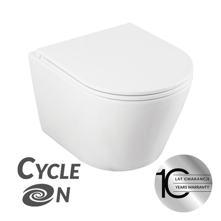 Nida CycleOn - белая подвесная безободковая чаша унитаза с сиденьем, белый - фото 1