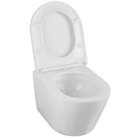 Nida CycleOn - white rimless wall-hung toilet bowl with seat, White - photo 2