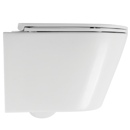 Nida CycleOn - white rimless wall-hung toilet bowl with seat, White - photo 4