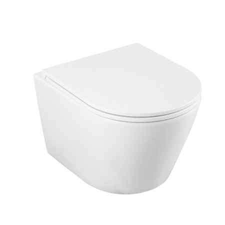 Nida CycleOn - white rimless wall-hung toilet bowl with seat, White - photo 1