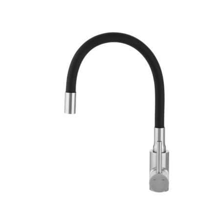 Nila - bateria zlewozmywakowa stojąca z elastyczną wylewką, stal szczotkowana/czarna, Stal szczotkowana/czarne - zdjęcie 1