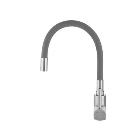 Nila - bateria zlewozmywakowa stojąca z elastyczną wylewką, stal szczotkowana/szara, Stal szczotkowana/szare - zdjęcie 1