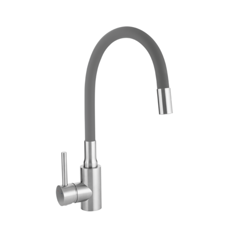 Nila - bateria zlewozmywakowa stojąca z elastyczną wylewką, stal szczotkowana/szara, Stal szczotkowana/szare - zdjęcie 3