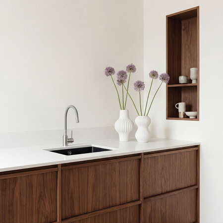 Nila - baterie de chiuvetă de bucătărie, montaj pe blat, cu pipă flexibilă, oțel periat/gri, Oțel periat/gri - fotografie 1