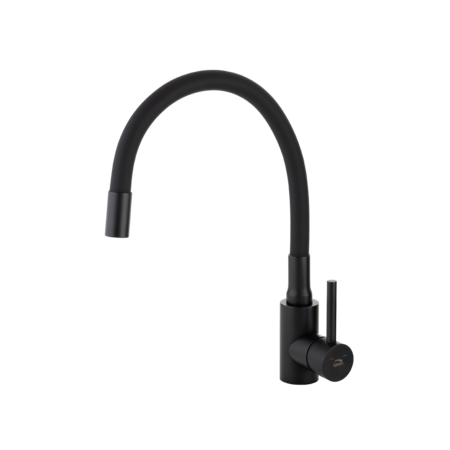 Nila - bateria zlewozmywakowa stojąca z elastyczną wylewką, czarna, Czarne - zdjęcie 1