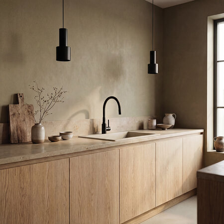 Nila - baterie de chiuvetă de bucătărie, montaj pe blat, cu pipă flexibilă, negru, Negru - fotografie 2