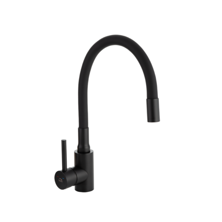 Nila - bateria zlewozmywakowa stojąca z elastyczną wylewką, czarna, Czarne - zdjęcie 1