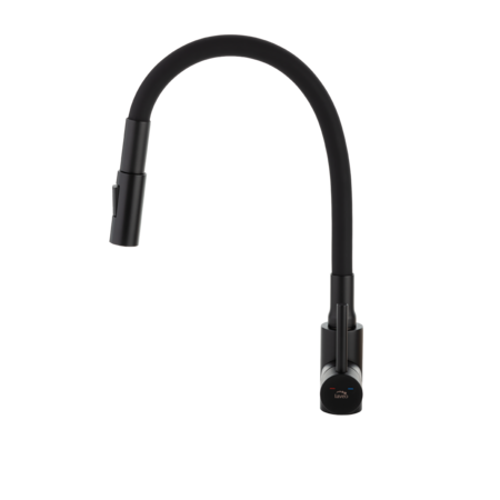 Nila - bateria zlewozmywakowa stojąca z elastyczną 2-funkcyjną wylewką, czarna, Czarne - zdjęcie 3